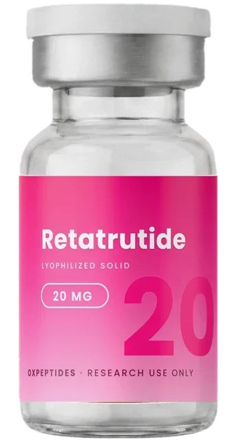 Retatrutide 20 mg Fläschchen von OXpeptides, lyophilisiertes Pulver